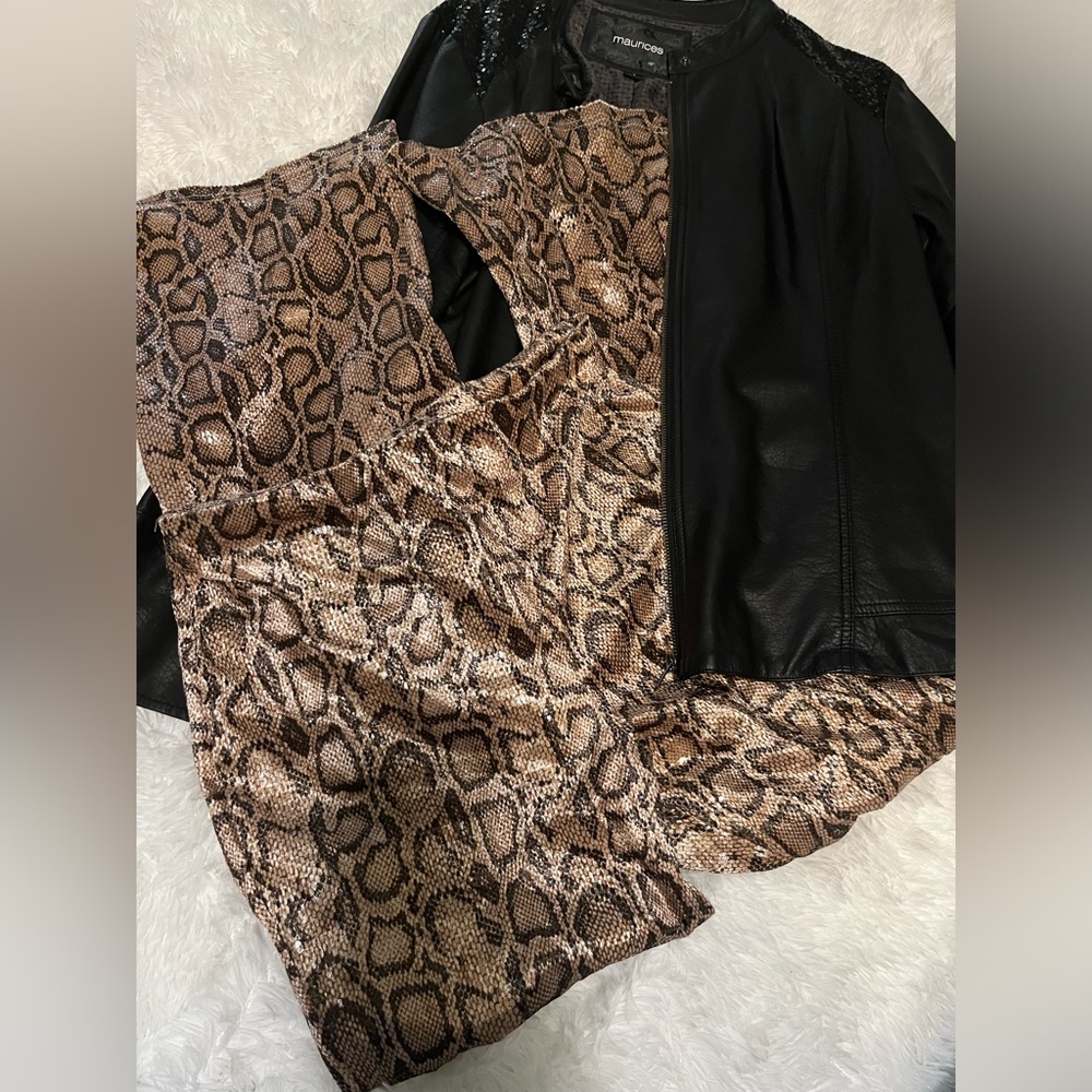 Vintage Y2K Rag snakeskin flare leg pants